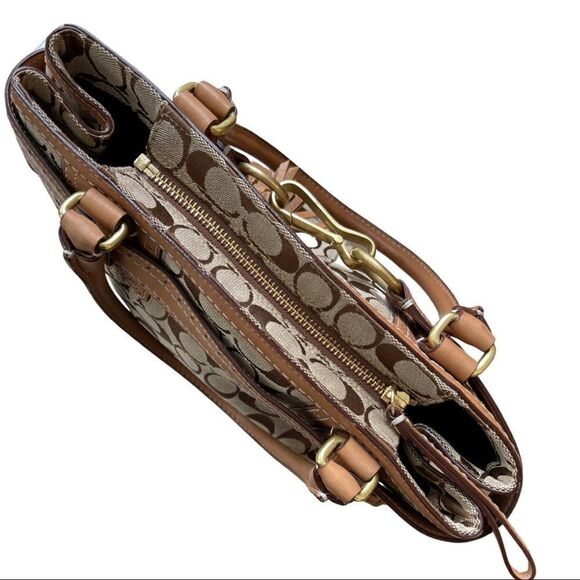 Vintage Coach Hampton Signature Jacquard Brown & Tan Satchel C0773-10507 - Picture 8 of 14